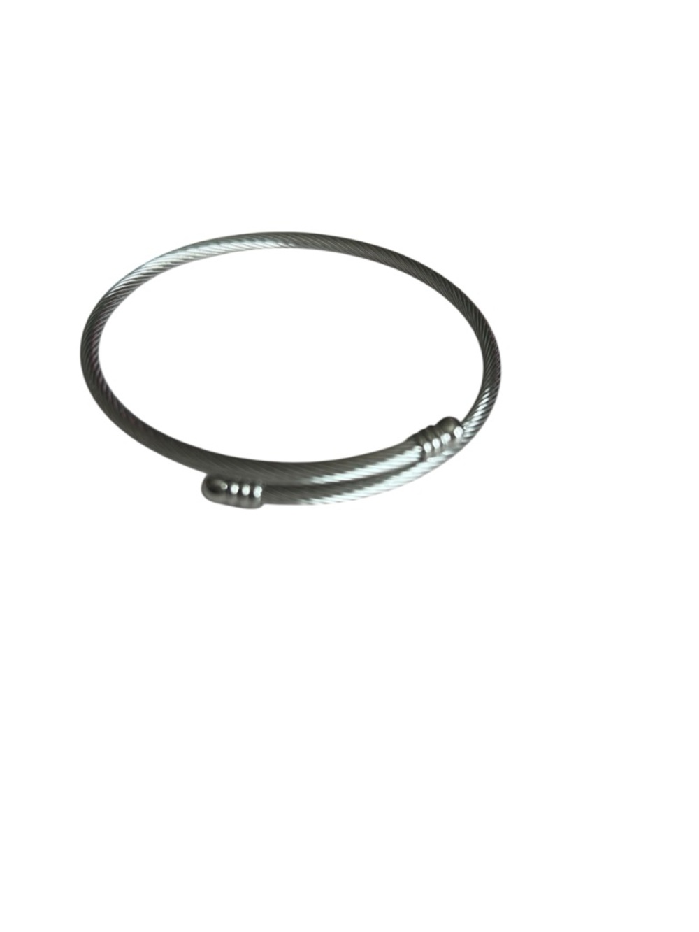 Silver Twisted Cable Open Cuff Stainless Steel Br… - image 2